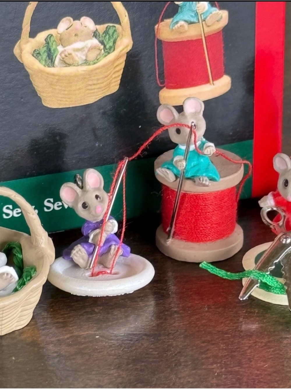 Hallmark Keepsake Ornament Set - Red and Green Sew, Sew Tiny (Set of 6)1992 - Picture 2 of 2